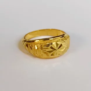 แหวนทองคำแท้ 96.5% น้ำหนัก ครึ่งสลึง ( 1.9 กรัม ) ไซส์ #47 รุ่น GR965-1.9-86